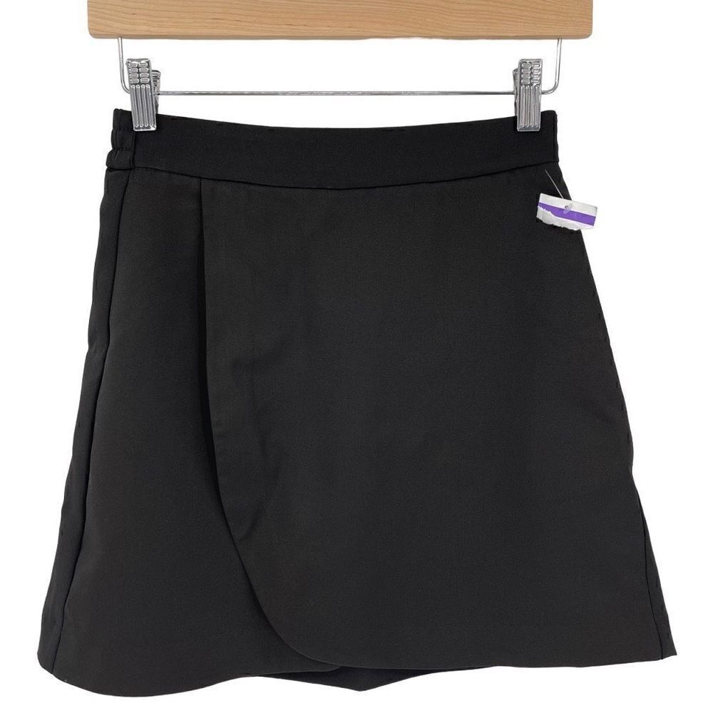 Vero Moda Dani Tulip High Waisted Mini Skirt Lined Elastic Waist Black Women 2 - Picture 4 of 9